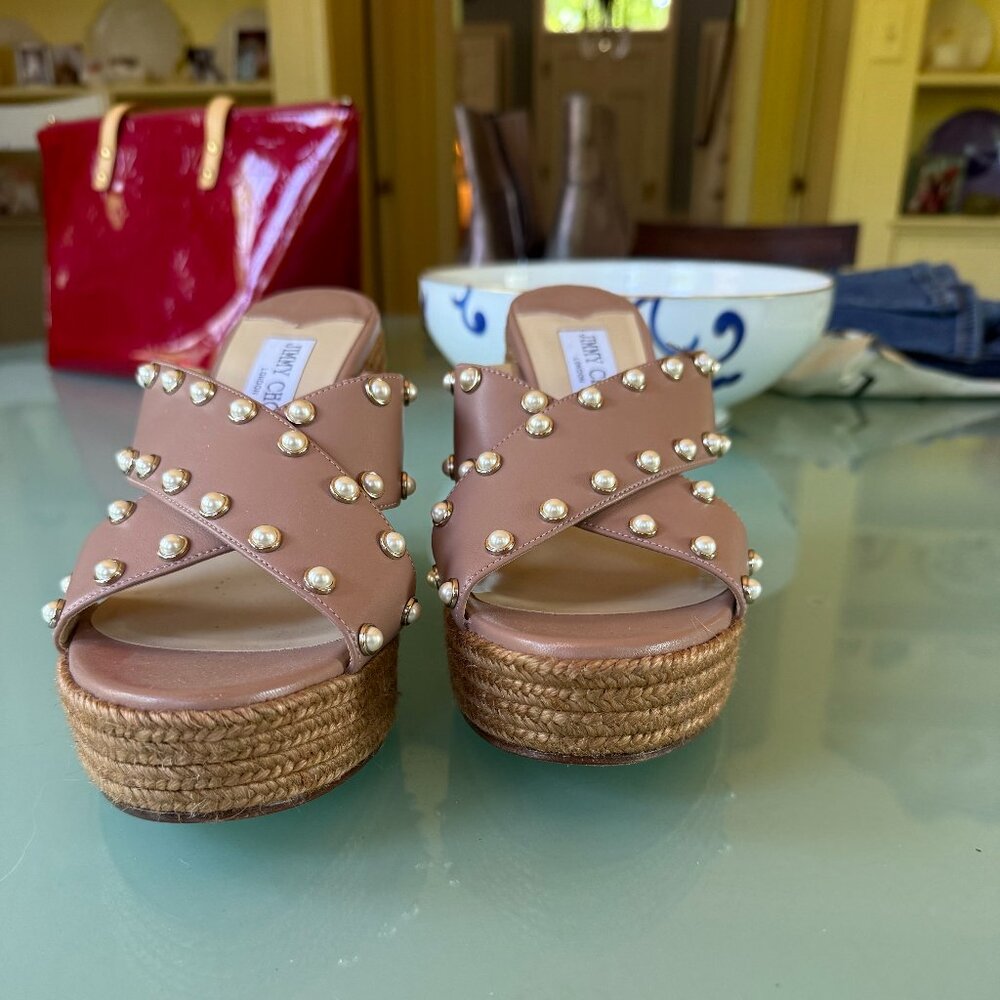 Jimmy Choo Wedge Sandals slip ons size 39.5/ Us Size 9  Never worn